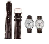 Quirxio 19mm 20mm 21mm Watch Band Cowhide Leather Butterfly Buckle watchband，For Masters Collection L3 L4 L2.628/L2.673 Series Replacement Watch Strap(Brown rose gold pin,19mm)