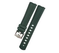 Quirxio 20mm 21mm 19mm Fluorous Silicone Rubber Watchband For Omega New Seamaster Diver 300 Black Blue Soft Watch Strap(Green silver,22mm)