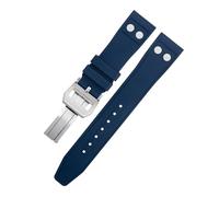 Quirxio 22mm Nature Fluororubber FKM Rubber With Rivet Watchband For IWC Strap Big Pilot Mark Portugieser Soft Wristband(Blue5,20MM)