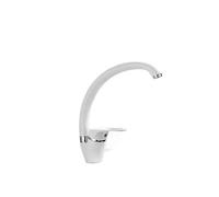 Quirxio Beige with Dots Kitchen Mixer, Single Handle Gooseneck Tap for Hot and Cold Water, Deck-Mounted(White with dots A)
