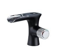 Quirxio Black Smart LED Digital Bathroom Basin Faucet - Brass Mixer Tap with Temperature Display, Modern Deck-Mounted Design(E)