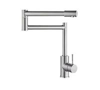 Quirxio Brushed Nickel Folding Kitchen Faucet, 304 Stainless Steel Swivel Extendable Mixer for Hot and Cold Water(Nickel)