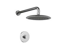 Quirxio Chrome Commercial Outdoor Shower Kit: Wall Mounted Fixture System with Push Handle for Bathroom Or Beach Applications(B)