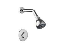 Quirxio Chrome Commercial Outdoor Shower Kit: Wall Mounted Fixture System with Push Handle for Bathroom Or Beach Applications(A)