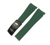 Quirxio Curved End Rubber Watchband 20mm 21mm 22mm for Rolex Submariner GMT Daytona Datejust Explorer 2 Silicone Watch Strap(Green black,21mm)