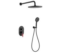 Quirxio Luxury Thermostatic Shower System - Wall-Mounted Concealed Set, Chrome Mirror Finish, High-End Bathtub Mixer Taps(Matte Black)