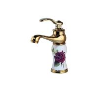 Quirxio Polished Gold Counter Top Bathroom Faucet: Single Handle Swivel Hot-Cold Mixer Tap for Wash Basin(I)