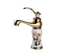 Quirxio Polished Gold Counter Top Bathroom Faucet: Single Handle Swivel Hot-Cold Mixer Tap for Wash Basin(H)
