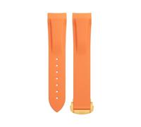 Quirxio Soft Flexible Rubber Watchband For Omega Speedmaster Moonwatch Seamaster 300 AT150 PLANET OCEAN 600 Wristband 20/21/22mm Gold round buckle(Orange,21mm)