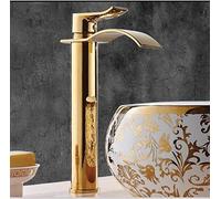Quirxio Tall Gold Waterfall Basin Faucet, Single-Lever Solid Brass Mixer Tap for Bathroom(D)