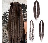 Quisduis 30 Inch 20 Strands DE Dreadlock Extensions Full Sets,2 In 1 Mixed Synthetic Dreads Extensions, Chocolate Straight&Boho double Ended Dreads Extensions Hippie Style Dreadlock for Women