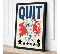 Quit Campaign Retro Canvas Wall Art Print 18x12 Inch