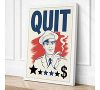 Quit Campaign Retro Canvas Wall Art Print 18x12 Inch