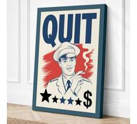Quit Campaign Retro Canvas Wall Art Print 24x16 Inch