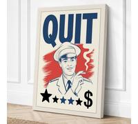 Quit Campaign Retro Canvas Wall Art Print 36x24 Inch