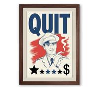Quit Campaign Retro Framed Wall Art Print A1 (84.1×59.4cm) Walnut, Wall Decor for Living Room, Bedroom, Office & Home, Ready to Hang, Art Gift