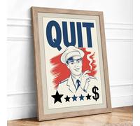Quit Campaign Retro Framed Wall Art Print A1 Oak