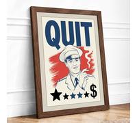 Quit Campaign Retro Framed Wall Art Print A2 Walnut