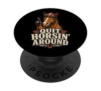 Quit Horsin Around Funny Horse Pointing Hoof Finger Absurd PopSockets Adhesive PopGrip