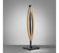 Quitani LED table lamp Kiera, oak/black matt