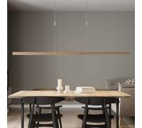 Quitani Nora LED hanging light, natural oak, length 158 cm