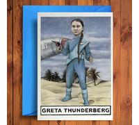 Quite Good Cards Funny Birthday Card Greta Thunberg Thunderbirds - Celebrity Pun Greeting Card