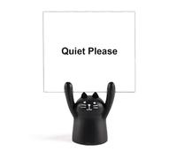 Quite Please Warning Symbol Pattern Memo Holder Cartoon Black Cat Stand Decoration
