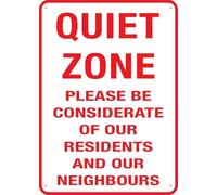 Quite Zone Please Be Considerate Of Our Residents Sign 12X8 Inches Metal Aluminum Signs, Weather Resistant, Weatherproof, Indoor Or Outdoor