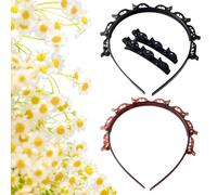 Quiteacross Double Bangs Hairstyle Hairpin, Hairband With Clips, Headband With Clips, Women's Double Layer Twist Plait Tools For Curly, Thick Hair(Black Brown)