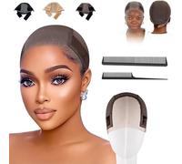 Quiteacross Wig Grip Cap, Wig Grip Band Caps for Women, Adjustable Transparent Lace Front for Keeping Wigs in Place, Non-slip Glueless Wigs Gripper with Elastic Headband(Brown)