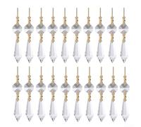 QuivyLivy Clear Teardrop Crystals for Chandelier,20Pcs Hanging Prisms with Gold Butterfly Clips, Reflective Light Refracting Pendant Replacement Parts (Transparent)