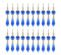 QuivyLivy Clear Teardrop Crystals for Chandelier,20Pcs Hanging Prisms with Gold Butterfly Clips, Reflective Light Refracting Pendant Replacement Parts (blue)