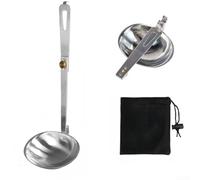 QuivyLivy Foldable Soup Ladle, Retractable Serving Spoon, On-the-Go Camping Utensil, Extended Handle Cookware, 304 Grade Stainless Steel Spoon, Backpacking Kitchen Gear,