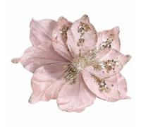QuivyLivy Glitter Flower Tree Decor, Sparkly Tree Hanging Bauble, Christmas Poinsettia Ornament in Gold Pink Red White Blue, Festive Holiday Wedding Party Decoration(Pink)