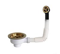 QuivyLivy Kitchen Drain Strainer 114mm, Gold Plated Stainless Steel Sink Waste Basket with Overflow Prevention, Sink Downcomer for 86-95mm Openings