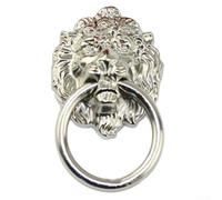 QuivyLivy Zinc Alloy Lion Head Drawer Pull - Antique Cabinet Knob for Doors, Wardrobes, Bookcases & Kitchen Cabinets - Single Hole Retro Furniture Handle,(Red Bronze sku)(Silver)