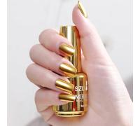 QUIWEN Metal Mirror Effect Gel Nail Polish - Gold Chrome Nail Art Varnish, Quick Drying Metallic Polish