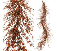 Quixem 60 Inch Fall Berry Garland (5 Ft), Rustic Sunset Orange and Dark Blue Pip Berry Garland for Mantel, Thanksgiving & Harvest Holiday Home Decor Indoor Outdoor