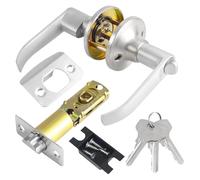 Quixenta Lever Door Handle Lock with Keys, Satin Nickel Door Handle Lock, Door Lock for Interior, Bedroom Door Lock, Privacy Knob Locking Device, Security Door Locks for Entrance/Exit Access