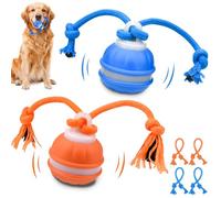 Quixion 2PCS Interactive Dog Toys, Chase Buddy Dog Toy, Smart Interactive Dog Toy for Boredom, 3 Speeds Automatic Active Rolling Ball with Tail for Dogs, Rechargeable Pet Ball Chew Ropes Puppies Pets