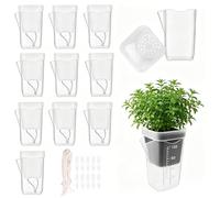 Quixion Self Watering Plant Pots Indoor Outdoor, Plastic Plant Pots, 10 Pack Water Level Indicator and Drainage Holes, Flower Pots, Mess-Free Planters, Garden Flower Vegitable Fruits Plant Pot