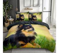 Quixora Bedding Set King Size, Animal Dog Black and Tan Chihuahua Duvet Cover Kids Breathable Comforter Cover, Soft Microfiber Lead Grey Bedding Fade Resistant Quilt Cover Set 3 Piece