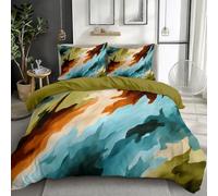 Quixora Bedding Set King Size, Modern Abstract Wave Camouflage Duvet Cover Kids Breathable Comforter Cover, Soft Microfiber Dark Tan Bedding Fade Resistant Quilt Cover Set 3 Piece