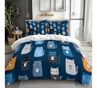 Quixora Bedding Set King Size, Scandinavian Style Cute Cat Duvet Cover Kids Breathable Comforter Cover, Soft Microfiber White Bedding Fade Resistant Quilt Cover Set 3 Piece