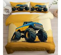 Quixora Breathable Bedding Set Duvet Cover 200 x 200 cm Cartoon Style Desert Vintage Car Duvet Cover with 2 Pillowcases Printed Microfiber Zipper Reversible Bedding Set for Adults Kids Girls Couple