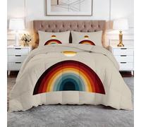 Quixora Double Coverless Duvet 10.5 Tog, Soft Warm Microfibre Minimal Rainbow Boho Abstract Kids Camping Coverless Duvet For All Season Comfort Washable Duvets & Pillowcase, 200 x 200 cm