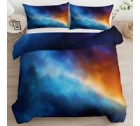 Quixora Double Duvet Cover Set Galaxy Night Sky Nebula Milky Way Fantasy 3 Pieces Bed Set Brushed Bedding Set Soft Anti Allergic Breathable Non Iron Quilt Cover with Zipper Closure