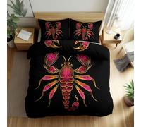 Quixora Printed Duvet Cover Bedding Set Super King Size, Animal Purple Scorpion Pattern Soft Quilt Cover for Kids Girls Women, Black Bedding with 2 Pillow Cases
