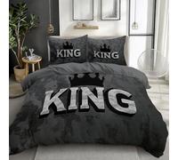 Quixora Reversible King Duvet Cover Set with 2 Pillowcases Charcoal Gray, King'S Crown Bedding Quilt Covers, 230 x 220 cm