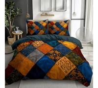 Quixora Super King Duvet Cover Set Patchwork Gorgeous Ethnic Prints Colorful 3 Pieces Bed Set Brushed Bedding Set Soft Anti Allergic Breathable Non Iron Quilt Cover with Zipper Closure